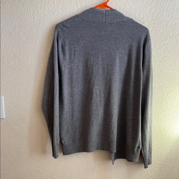 AEDA Gray and Black Cardigan Sweater with Nature-Inspired Embellishments - Picture 6 of 8